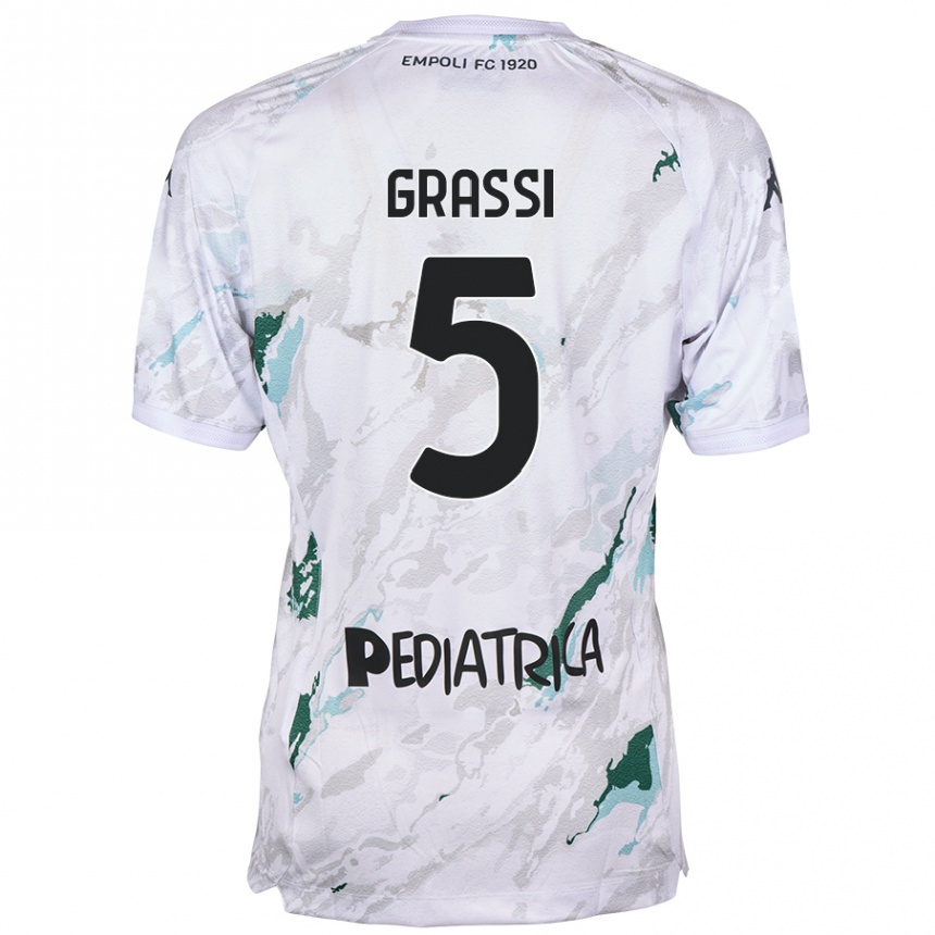 Kids Football Alberto Grassi #5 Grey Away Jersey 2024/25 T-Shirt Nz