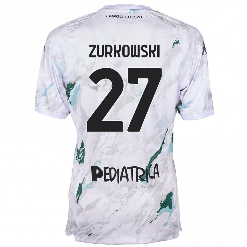 Kids Football Szymon Żurkowski #27 Grey Away Jersey 2024/25 T-Shirt Nz