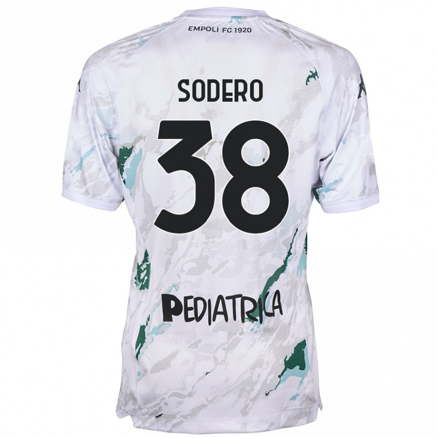 Kids Football Andrea Sodero #38 Grey Away Jersey 2024/25 T-Shirt Nz