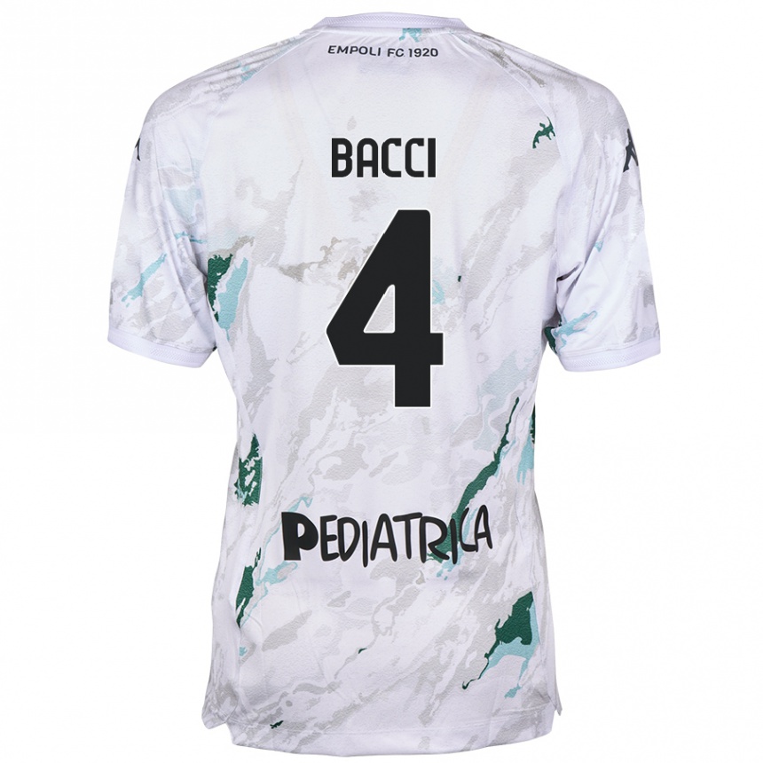 Kids Football Jacopo Bacci #4 Grey Away Jersey 2024/25 T-Shirt Nz