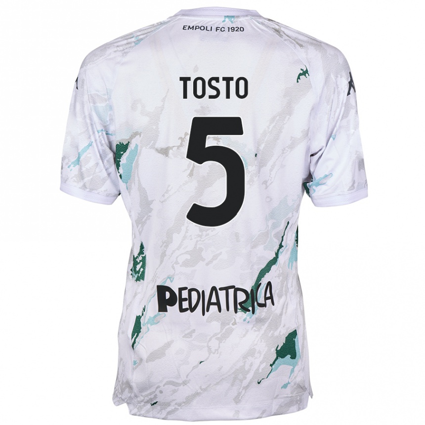 Kids Football Lorenzo Tosto #5 Grey Away Jersey 2024/25 T-Shirt Nz