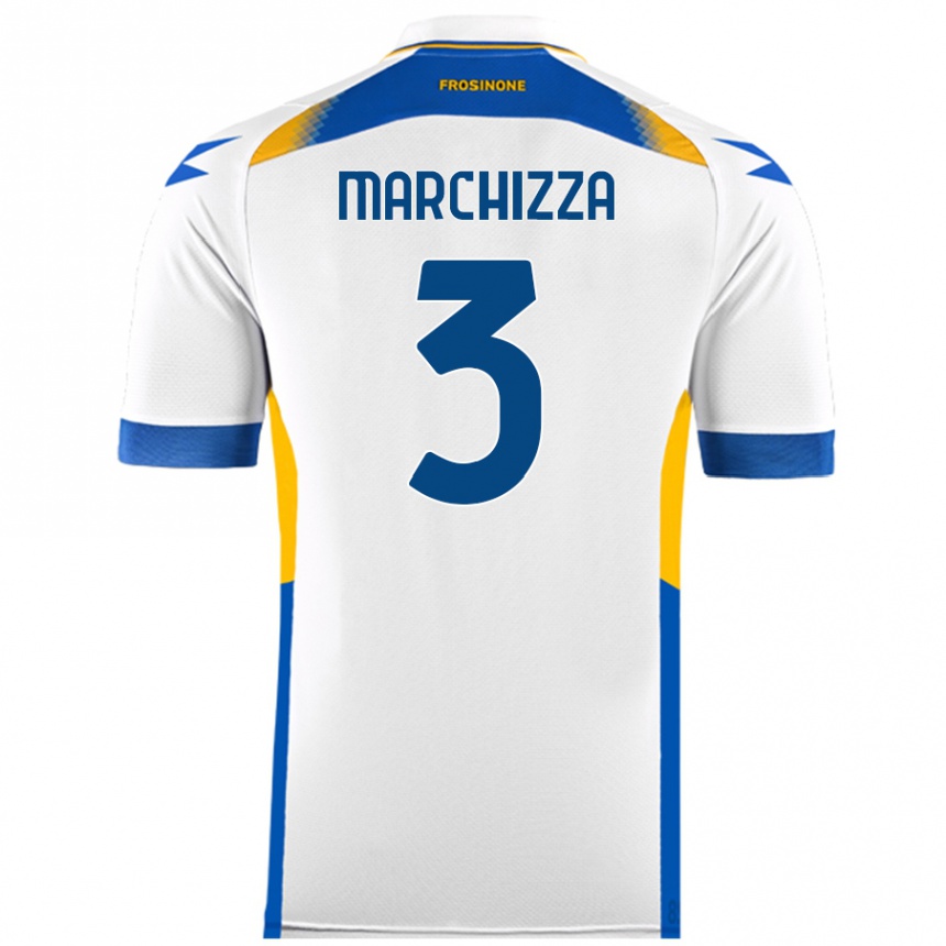 Kids Football Riccardo Marchizza #3 White Away Jersey 2024/25 T-Shirt Nz