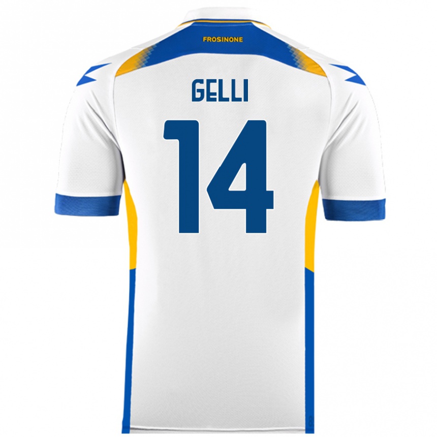 Kids Football Francesco Gelli #14 White Away Jersey 2024/25 T-Shirt Nz