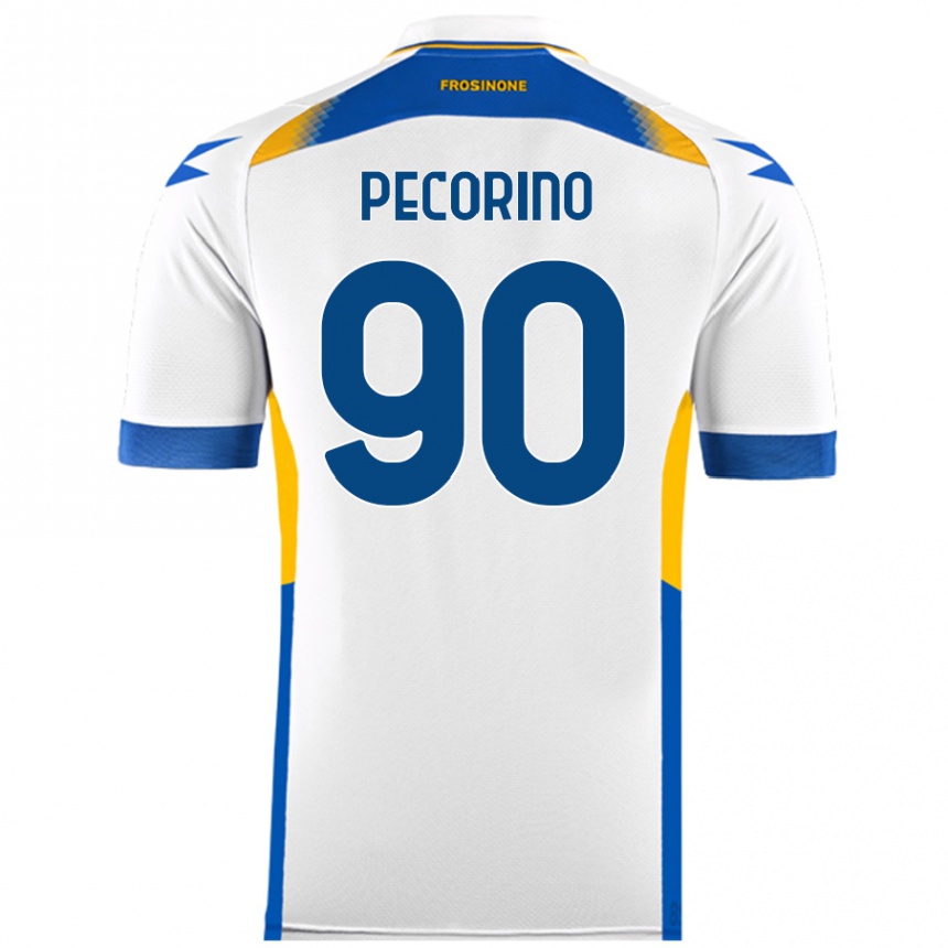 Kids Football Emanuele Pecorino #90 White Away Jersey 2024/25 T-Shirt Nz