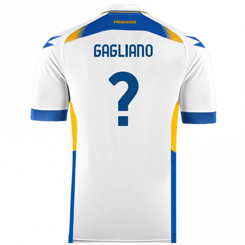 Kids Football Mattia Gagliano #0 White Away Jersey 2024/25 T-Shirt Nz