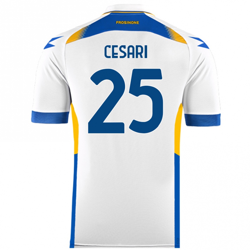 Kids Football Nicolò Cesari #25 White Away Jersey 2024/25 T-Shirt Nz