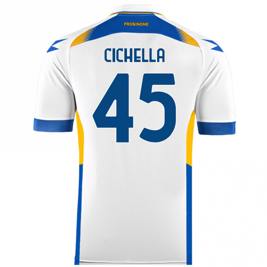 Kids Football Matteo Cichella #45 White Away Jersey 2024/25 T-Shirt Nz