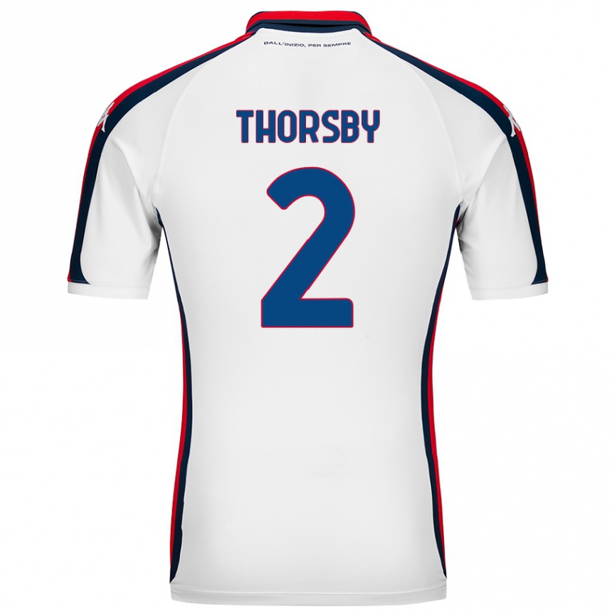 Kids Football Morten Thorsby #2 White Away Jersey 2024/25 T-Shirt Nz