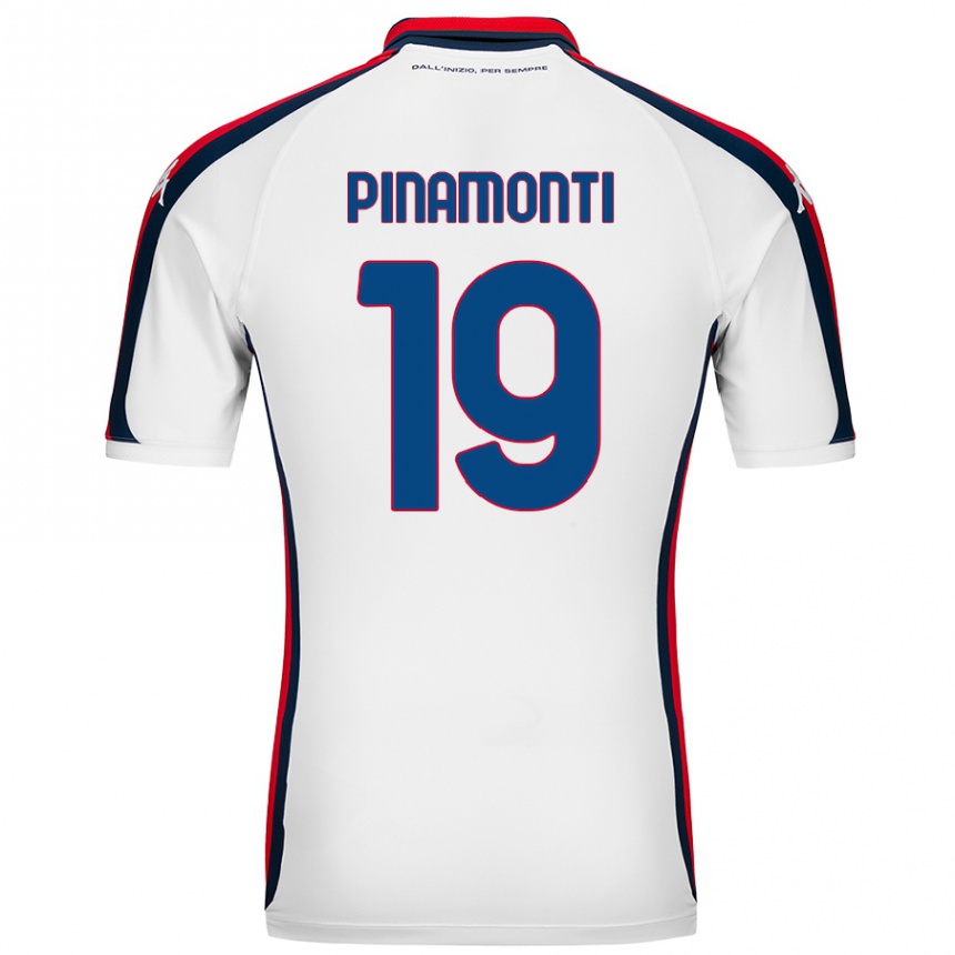 Kids Football Andrea Pinamonti #19 White Away Jersey 2024/25 T-Shirt Nz