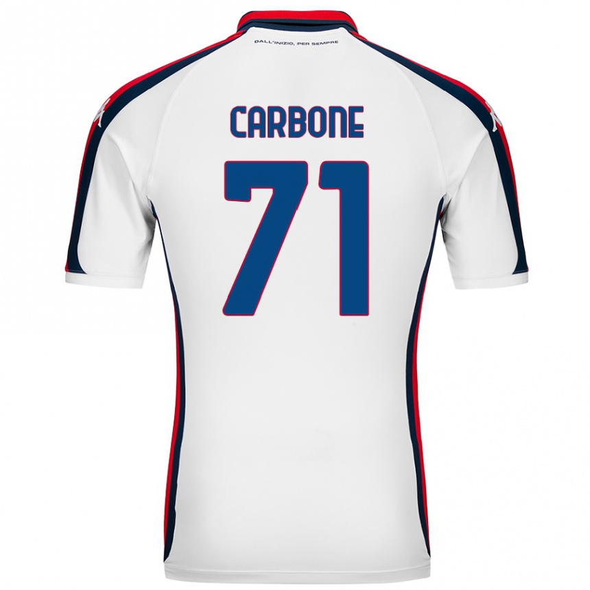 Kids Football Filippo Carbone #71 White Away Jersey 2024/25 T-Shirt Nz