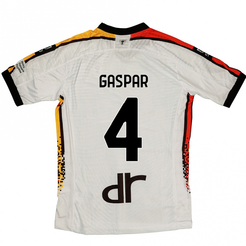 Kids Football Kialonda Gaspar #4 White Black Away Jersey 2024/25 T-Shirt Nz