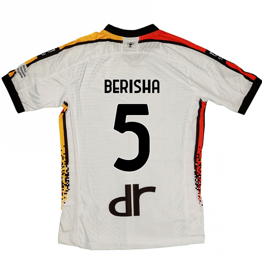 Kids Football Medon Berisha #5 White Black Away Jersey 2024/25 T-Shirt Nz