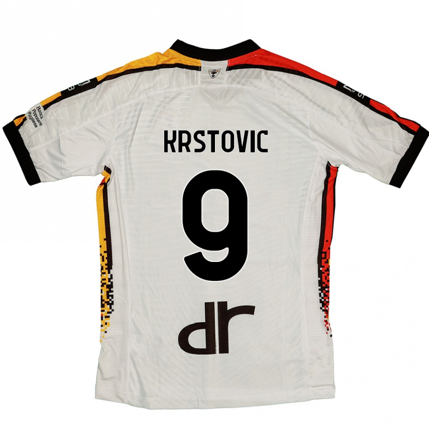 Kids Football Nikola Krstovic #9 White Black Away Jersey 2024/25 T-Shirt Nz