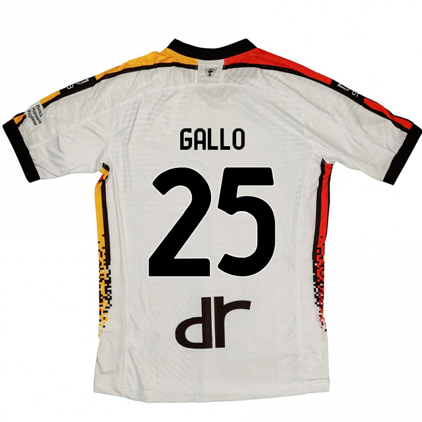 Kids Football Antonino Gallo #25 White Black Away Jersey 2024/25 T-Shirt Nz