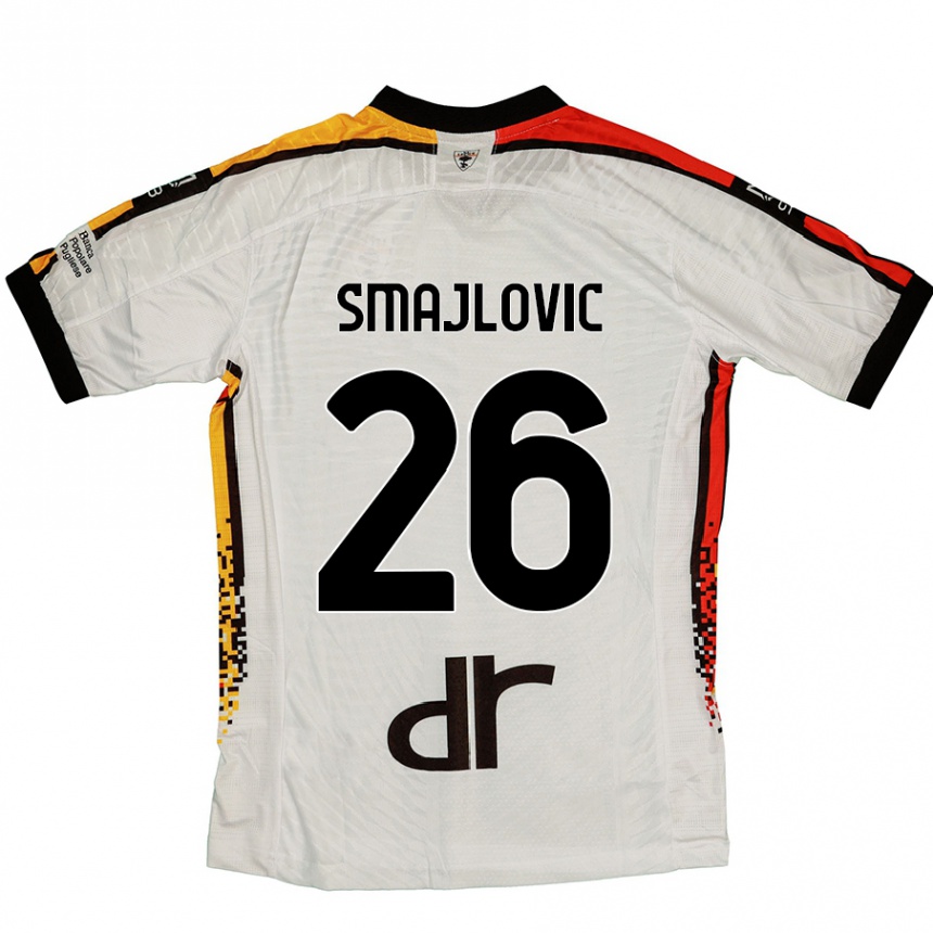 Kids Football Zinedin Smajlovic #26 White Black Away Jersey 2024/25 T-Shirt Nz