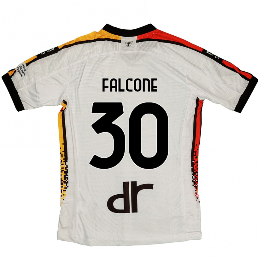 Kids Football Wladimiro Falcone #30 White Black Away Jersey 2024/25 T-Shirt Nz