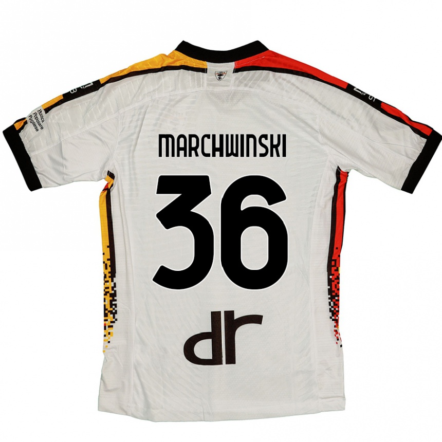 Kids Football Filip Marchwinski #36 White Black Away Jersey 2024/25 T-Shirt Nz