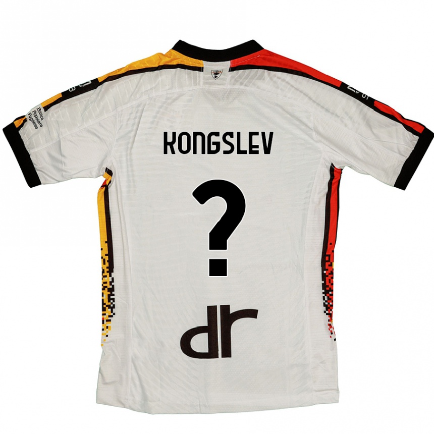 Kids Football Frederik Kongslev #0 White Black Away Jersey 2024/25 T-Shirt Nz