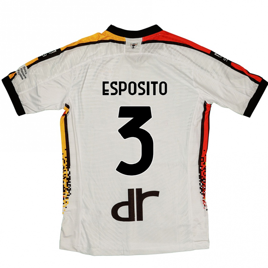 Kids Football Sebastian Esposito #3 White Black Away Jersey 2024/25 T-Shirt Nz