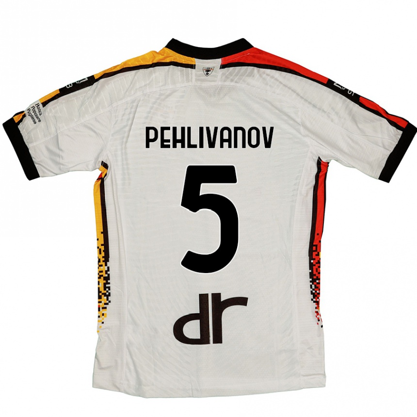 Kids Football Cristian Pehlivanov #5 White Black Away Jersey 2024/25 T-Shirt Nz