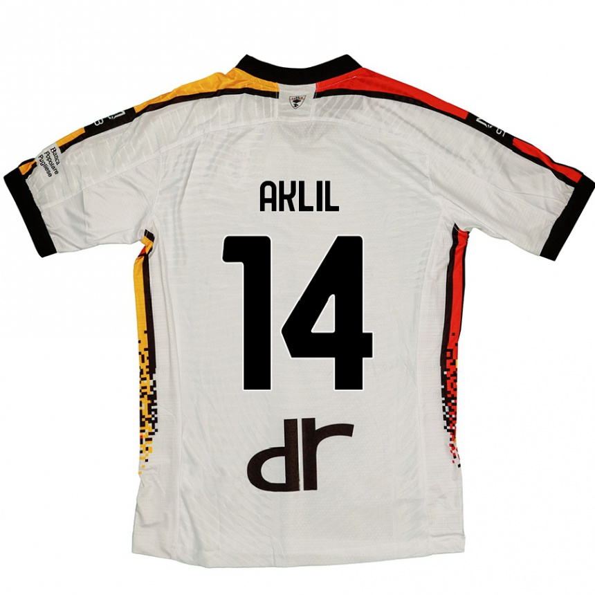 Kids Football Lino Aklil #14 White Black Away Jersey 2024/25 T-Shirt Nz