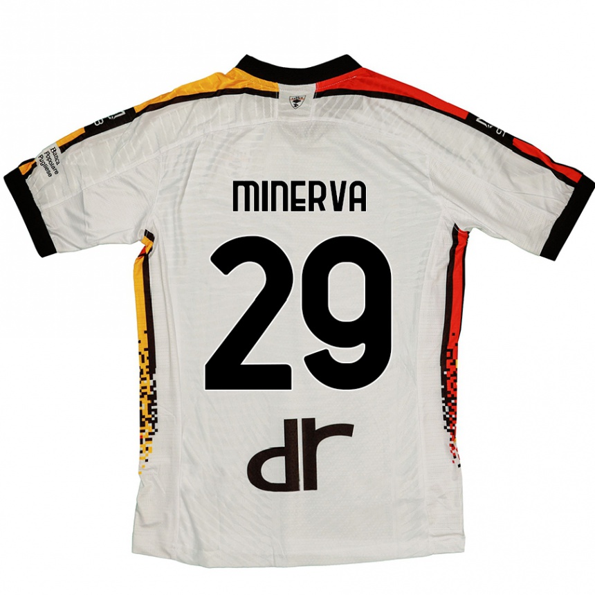 Kids Football Francesco Minerva #29 White Black Away Jersey 2024/25 T-Shirt Nz