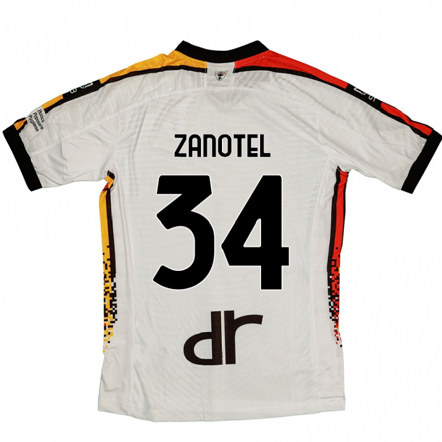 Kids Football Giovanni Zanotel #34 White Black Away Jersey 2024/25 T-Shirt Nz