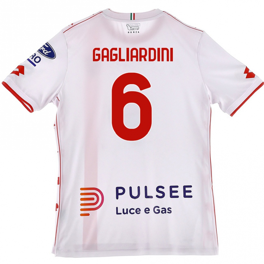 Kids Football Roberto Gagliardini #6 White Red Away Jersey 2024/25 T-Shirt Nz