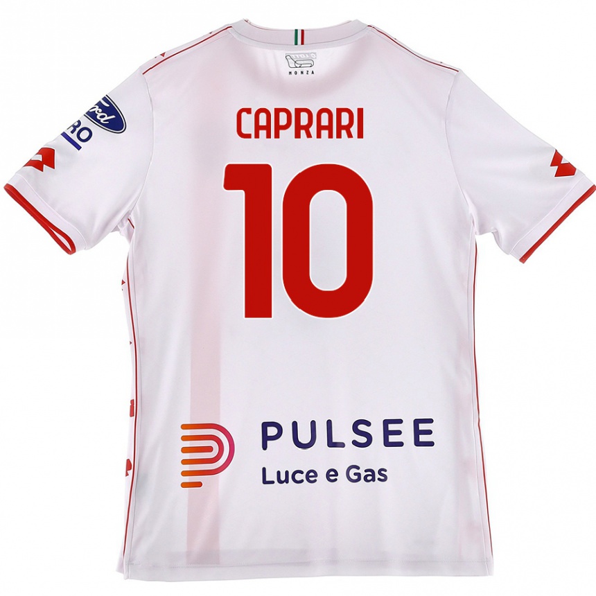 Kids Football Gianluca Caprari #10 White Red Away Jersey 2024/25 T-Shirt Nz