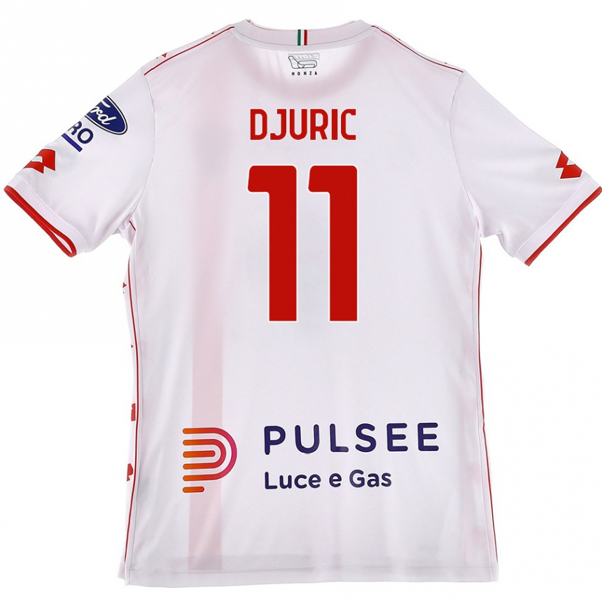 Kids Football Milan Djuric #11 White Red Away Jersey 2024/25 T-Shirt Nz