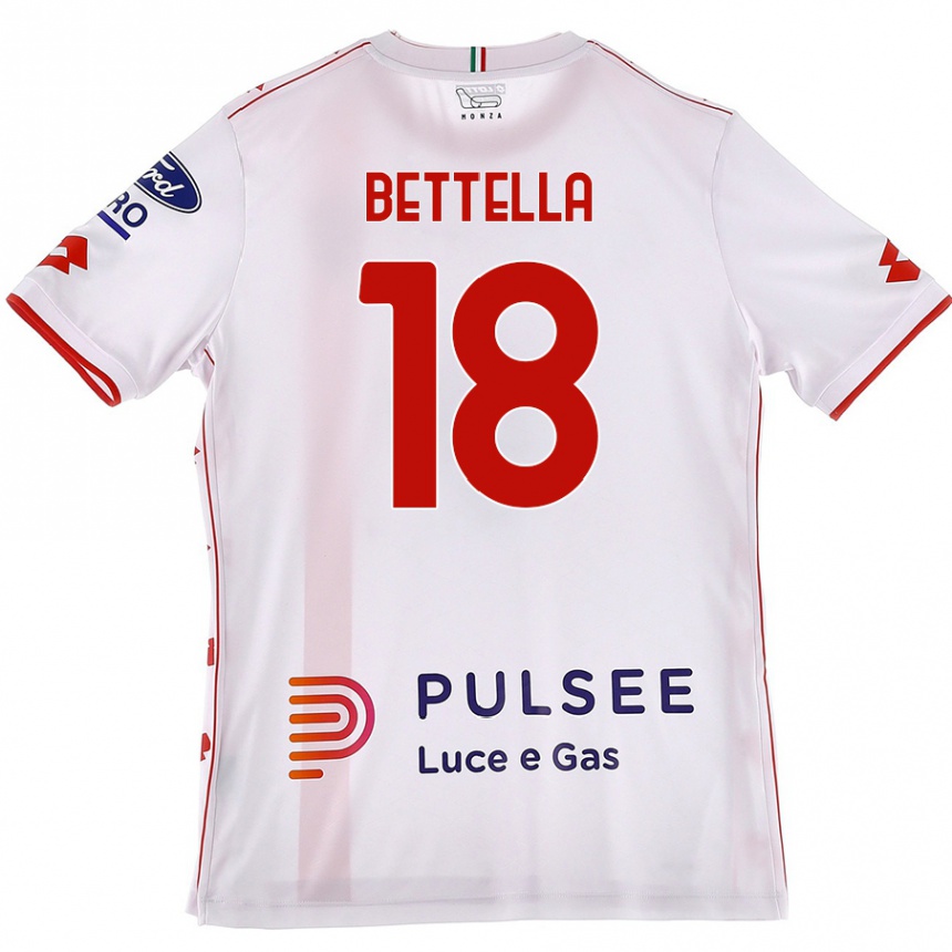 Kids Football Davide Bettella #18 White Red Away Jersey 2024/25 T-Shirt Nz