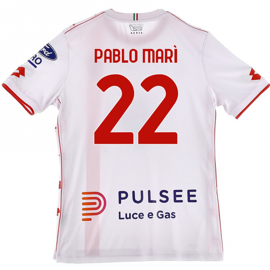 Kids Football Pablo Marí #22 White Red Away Jersey 2024/25 T-Shirt Nz