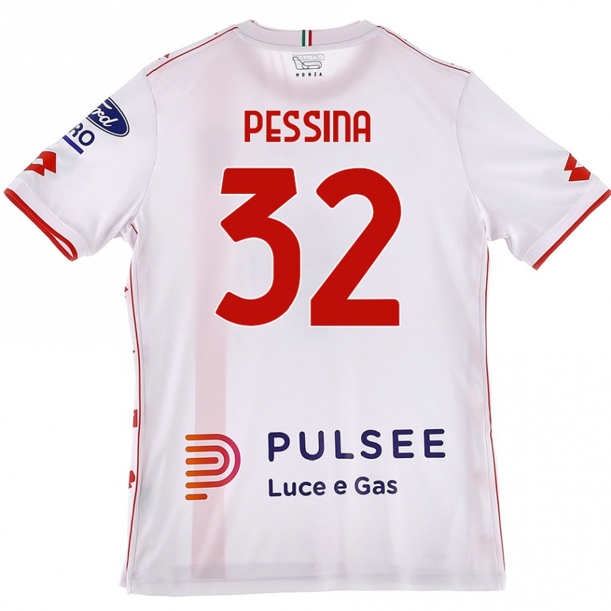 Kids Football Matteo Pessina #32 White Red Away Jersey 2024/25 T-Shirt Nz