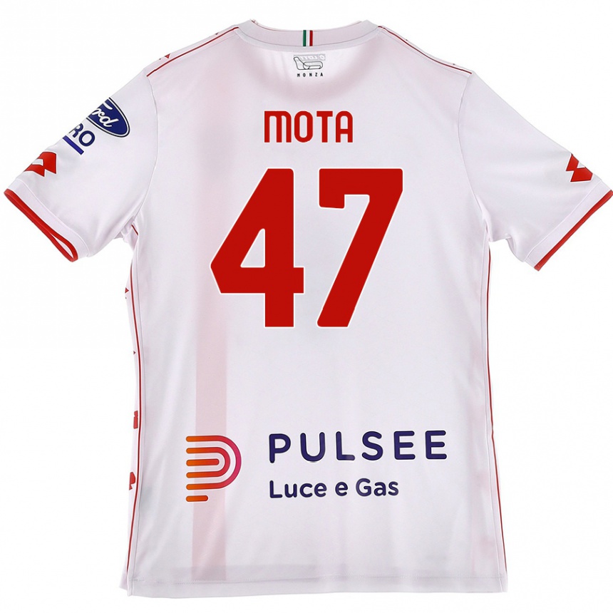 Kids Football Dany Mota #47 White Red Away Jersey 2024/25 T-Shirt Nz