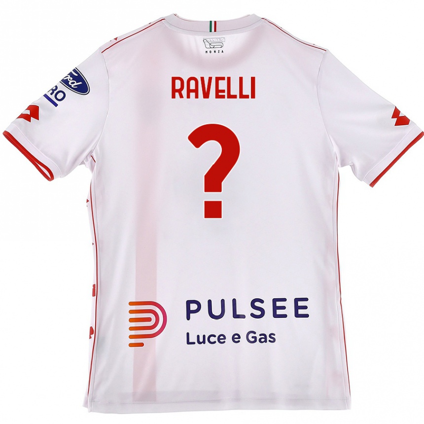 Kids Football Etienne Ravelli #0 White Red Away Jersey 2024/25 T-Shirt Nz