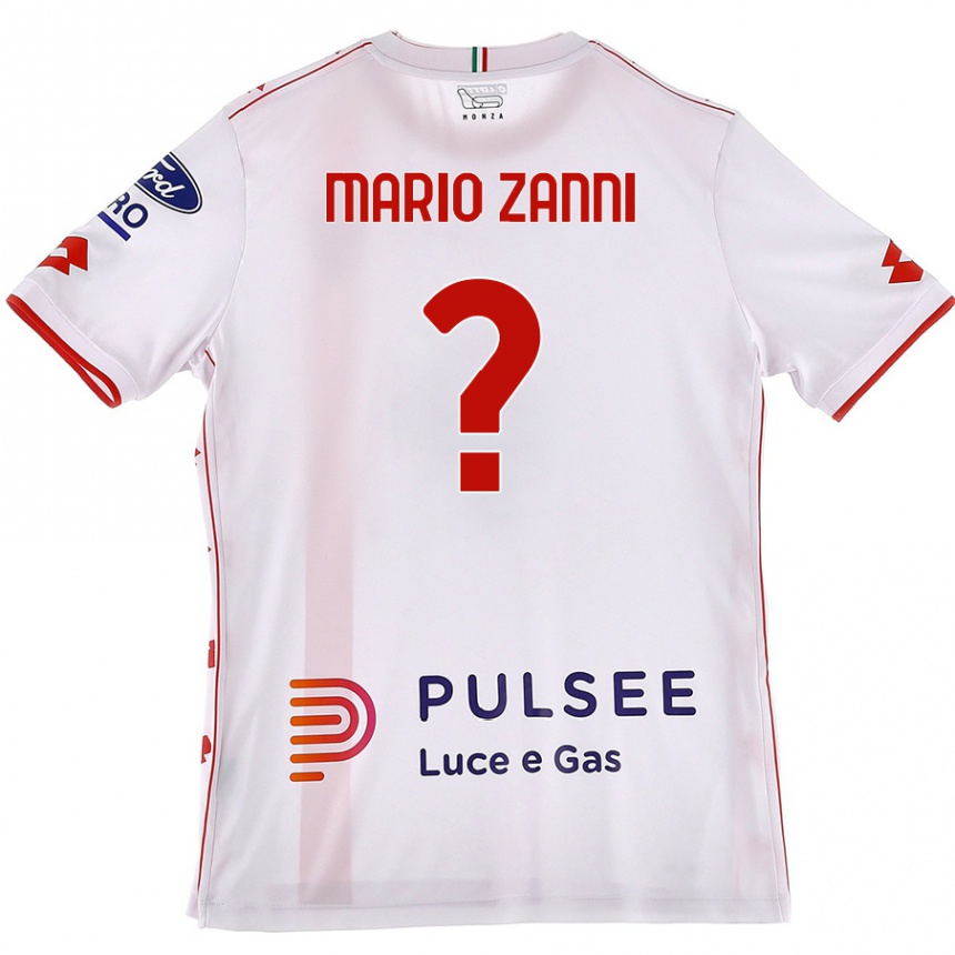 Kids Football Mario Zanni #0 White Red Away Jersey 2024/25 T-Shirt Nz