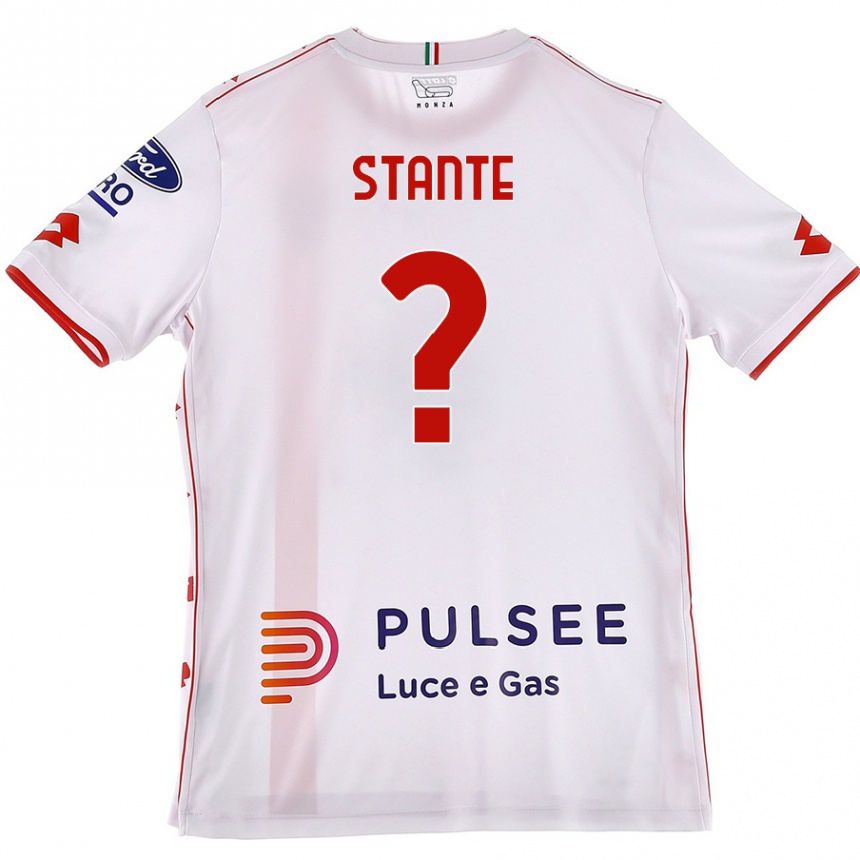 Kids Football Edoardo Stante #0 White Red Away Jersey 2024/25 T-Shirt Nz