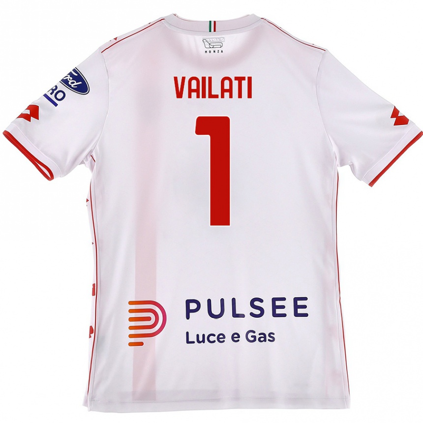 Kids Football Andrea Vailati #1 White Red Away Jersey 2024/25 T-Shirt Nz