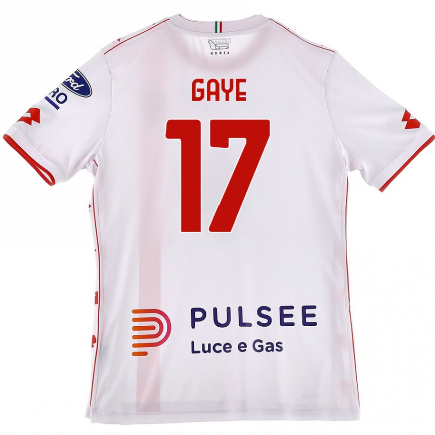 Kids Football Mamadou Gaye #17 White Red Away Jersey 2024/25 T-Shirt Nz