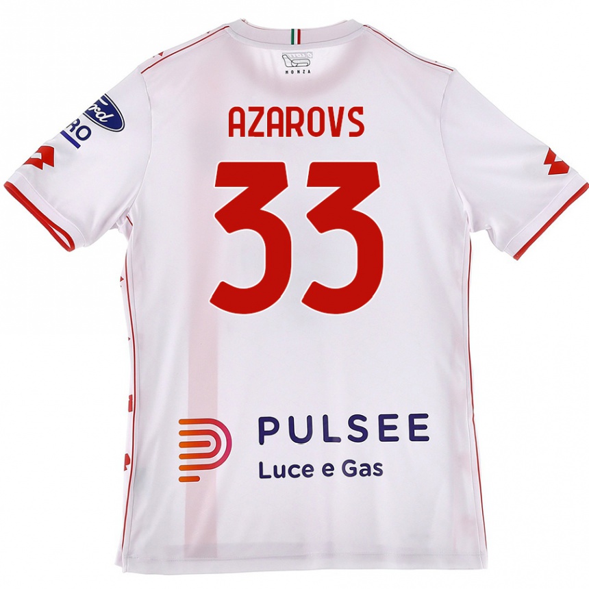 Kids Football Timurs Azarovs #33 White Red Away Jersey 2024/25 T-Shirt Nz