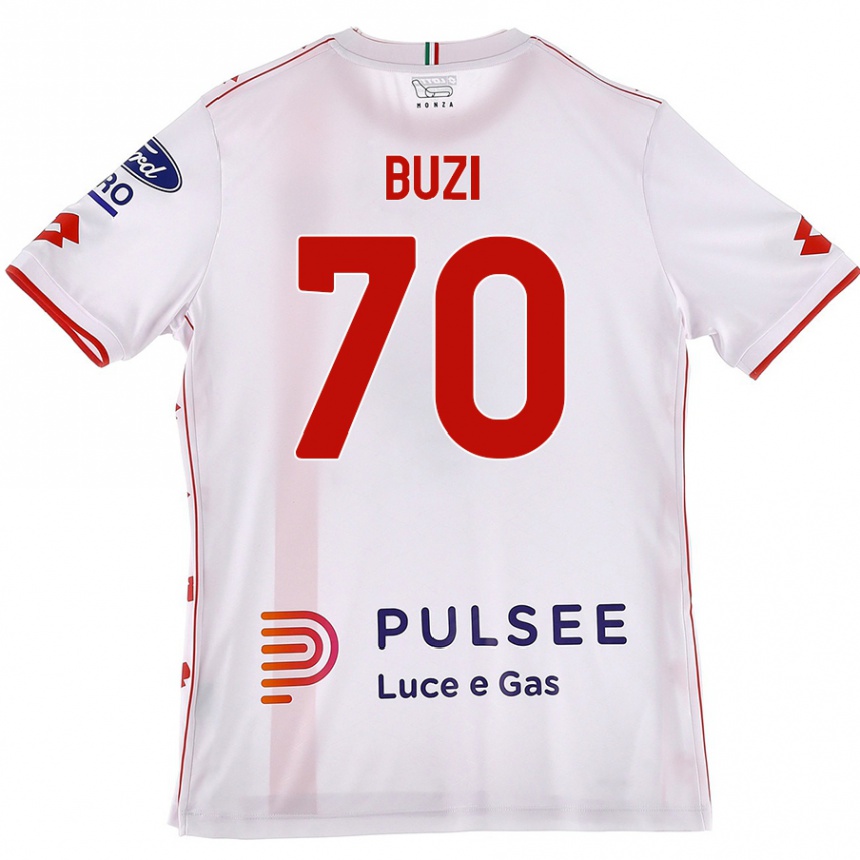 Kids Football Luis Buzi #70 White Red Away Jersey 2024/25 T-Shirt Nz