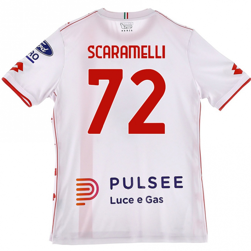 Kids Football Endris Scaramelli #72 White Red Away Jersey 2024/25 T-Shirt Nz