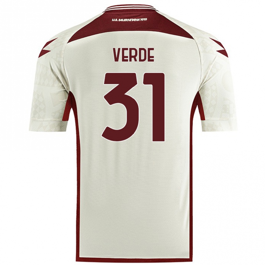 Kids Football Daniele Verde #31 Cream Color Away Jersey 2024/25 T-Shirt Nz