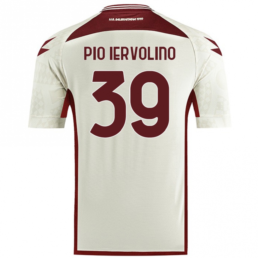 Kids Football Antonio Pio Iervolino #39 Cream Color Away Jersey 2024/25 T-Shirt Nz