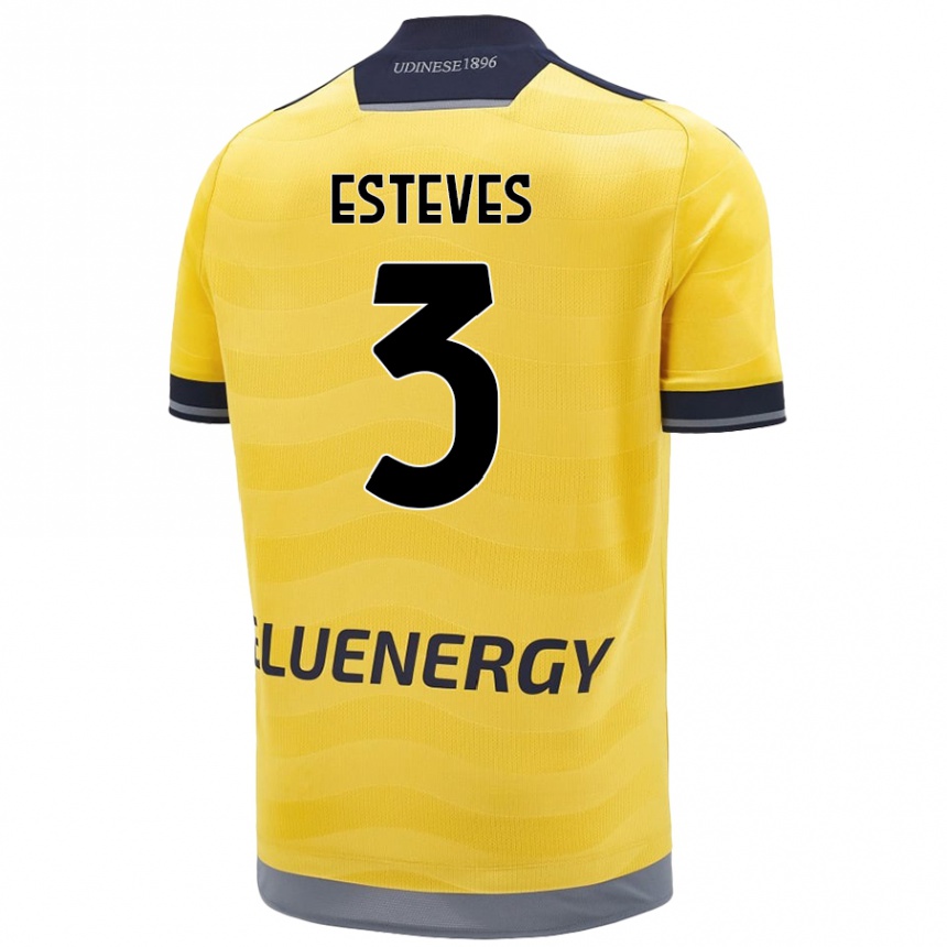 Kids Football Gonçalo Esteves #3 Golden Away Jersey 2024/25 T-Shirt Nz