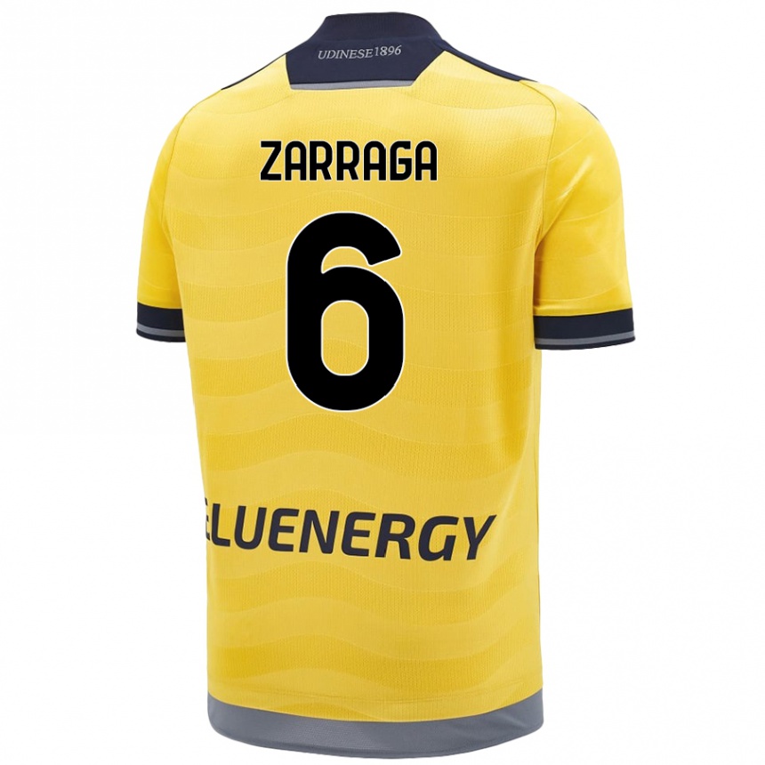 Kids Football Oier Zarraga #6 Golden Away Jersey 2024/25 T-Shirt Nz