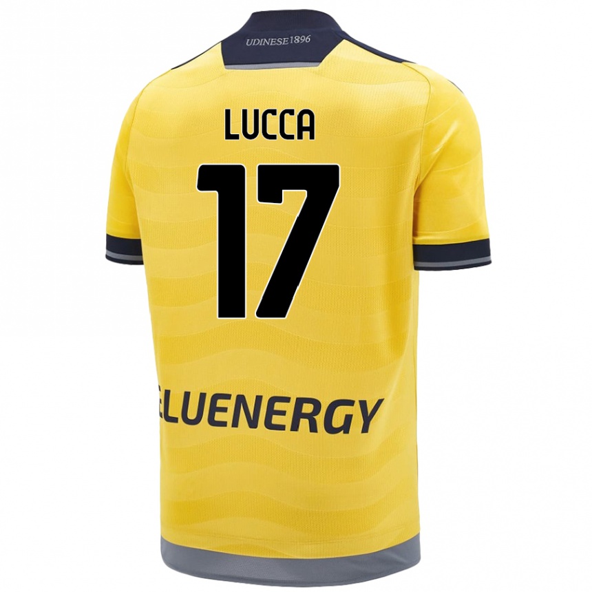 Kids Football Lorenzo Lucca #17 Golden Away Jersey 2024/25 T-Shirt Nz