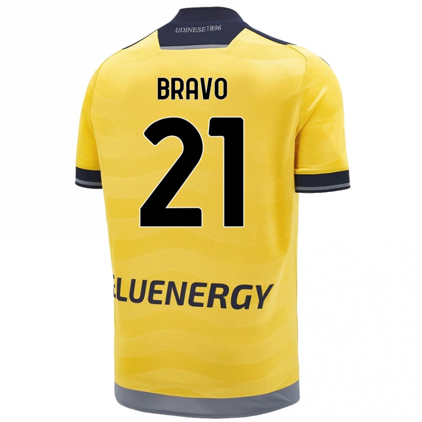 Kids Football Iker Bravo #21 Golden Away Jersey 2024/25 T-Shirt Nz