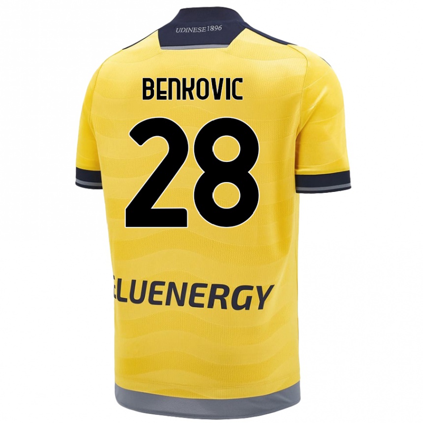 Kids Football Filip Benkovic #28 Golden Away Jersey 2024/25 T-Shirt Nz