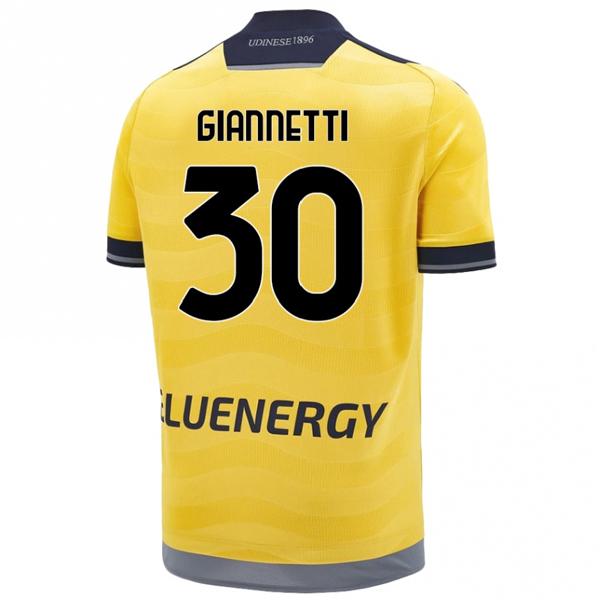 Kids Football Lautaro Giannetti #30 Golden Away Jersey 2024/25 T-Shirt Nz